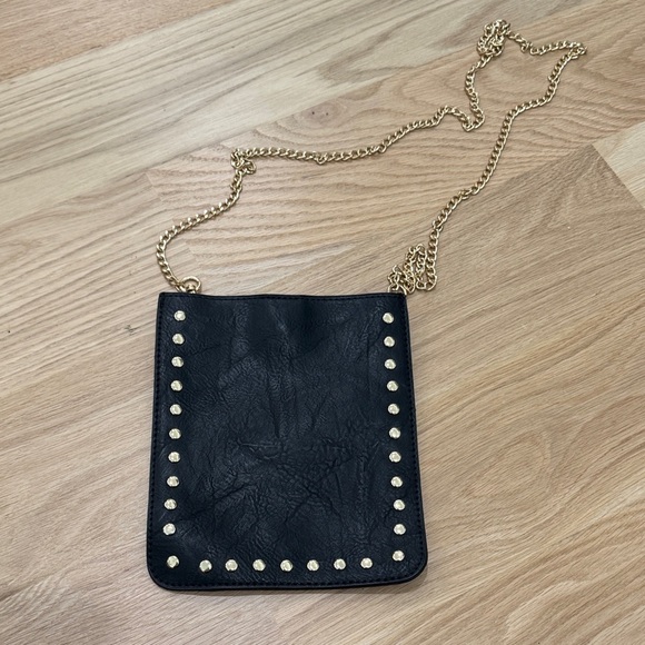 Chic Black Crossbody Bag with Gold Studs - Picture 1 of 4